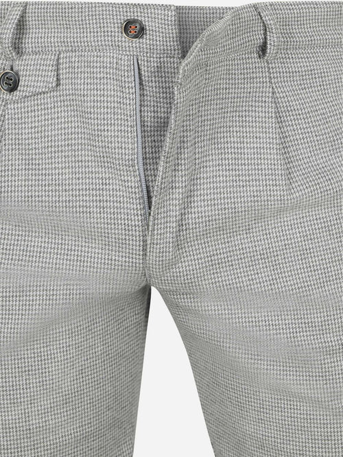 Chino Pico pleat flanel print grijs