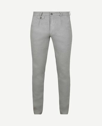 Chino Pico pleat flanel print grijs