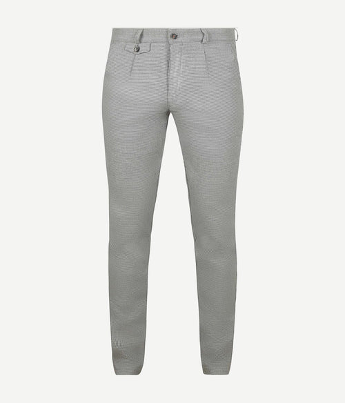 Suitable chino Pico pleat flanel print grijs