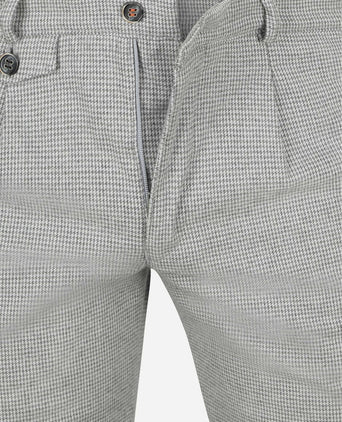 Suitable chino Pico pleat flanel print grijs