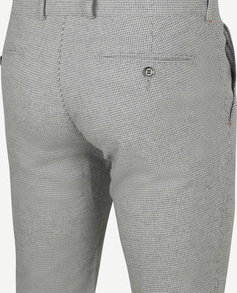 Suitable chino Pico pleat flanel print grijs