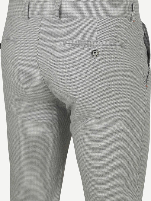 Suitable chino Pico pleat flanel print grijs