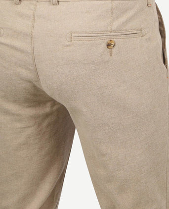 Suitable chino Pico pleat flanel sand