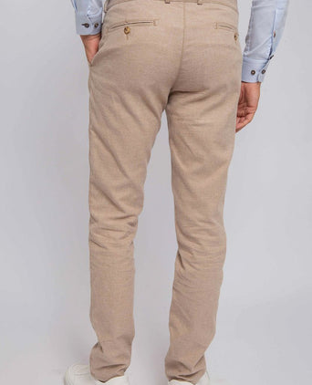 Suitable chino Pico pleat flanel sand
