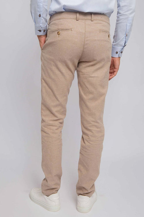 Suitable chino Pico pleat flanel sand