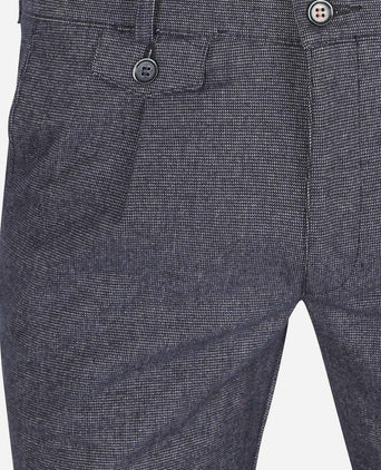 Suitable chino Pico pleat donkerblauw