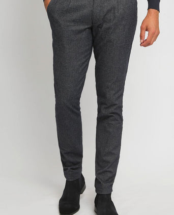 Suitable chino Pico pleat donkerblauw