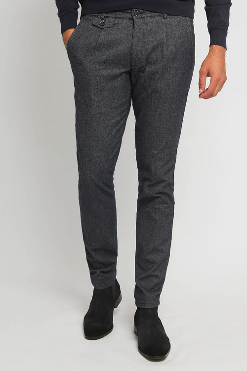 Suitable chino Pico pleat donkerblauw