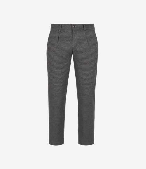 Chino Pico pleat pepita donkerblauw bruin