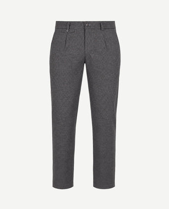 Chino Pico pleat pepita donkerblauw bruin