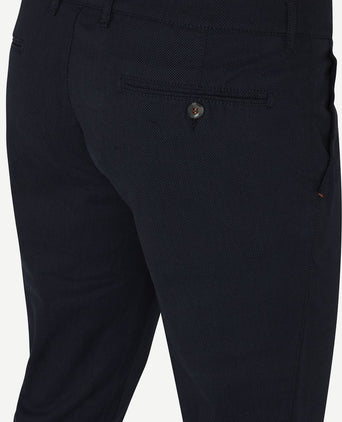 Suitable chino Pico print donkerblauw blauw