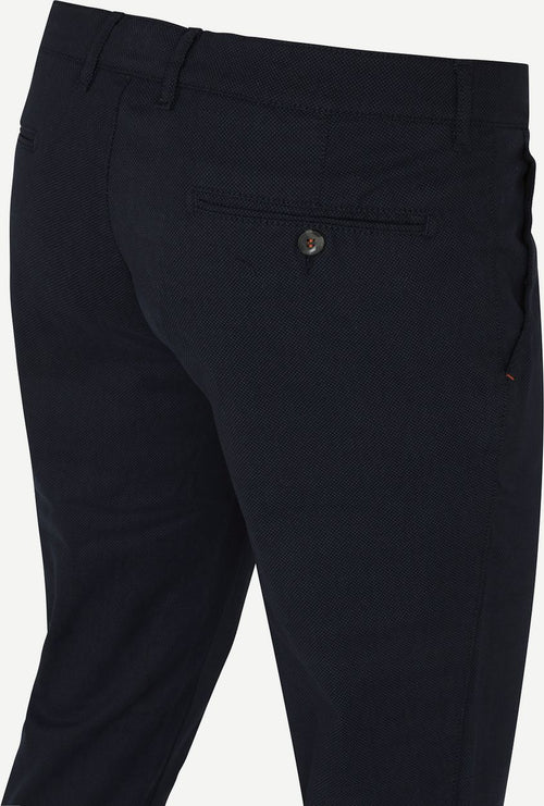 Suitable chino Pico print donkerblauw blauw
