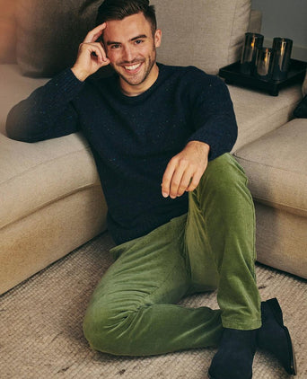 Suitable chino Plato corduroy groen