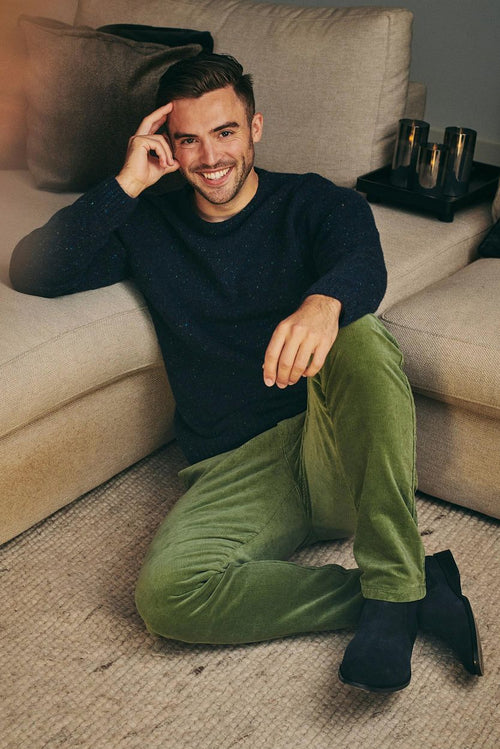 Suitable chino Plato corduroy groen