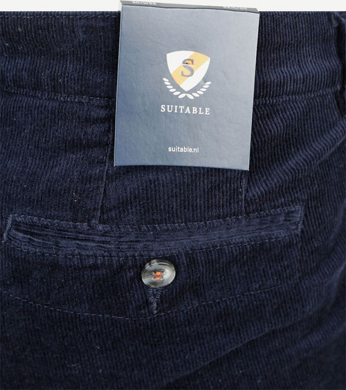Suitable chino Plato corduroy donkerblauw