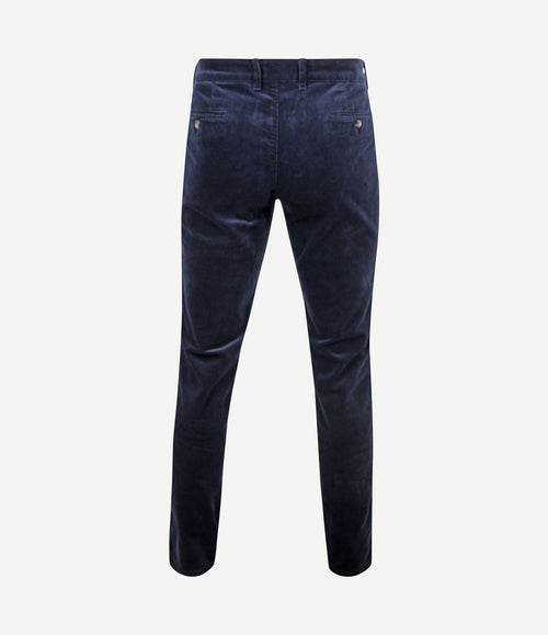 Chino Plato corduroy donkerblauw