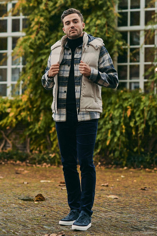 Suitable chino Plato corduroy donkerblauw