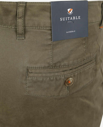 Suitable chino Plato olijfgroen