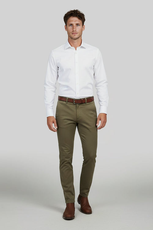 Suitable chino Plato olijfgroen