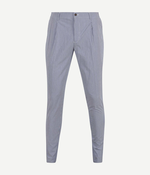 Suitable chino strepen blauw | Slim-fit