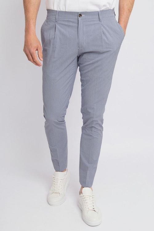 Suitable chino strepen blauw | Slim-fit