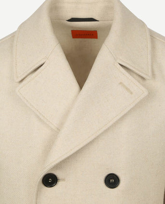 Coat caban wol blend ecru