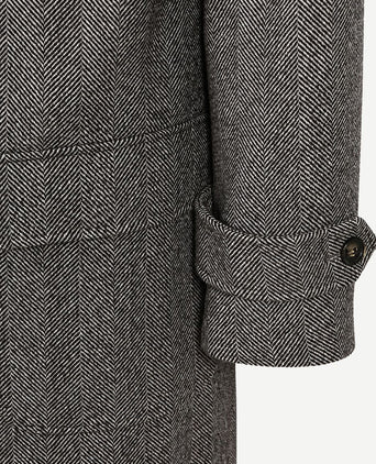 Coat longsaddle herringbone bruin