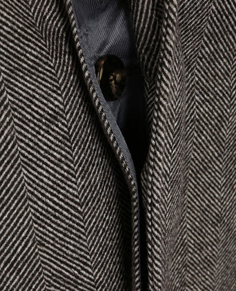 Coat longsaddle herringbone bruin