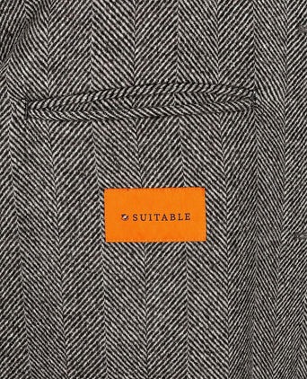 Coat longsaddle herringbone bruin