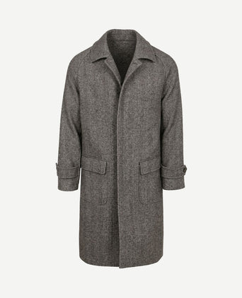 Coat longsaddle herringbone bruin
