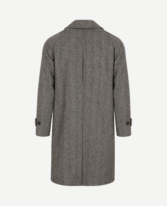 Coat longsaddle herringbone bruin