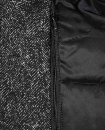 Coat wol herringbone donkerblauw