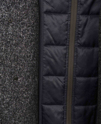 Coat wol herringbone donkerblauw