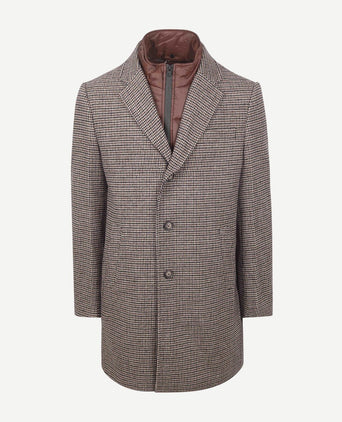 Suitable coat wol pepita beige camel | Slim-fit