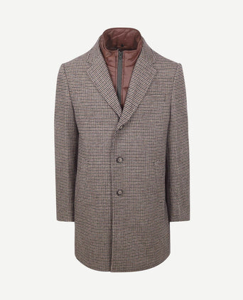 Coat wol pepita beige camel