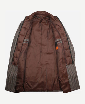 Coat wol pepita beige camel