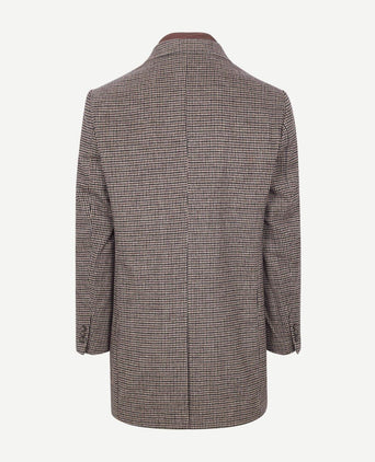 Suitable coat wol pepita beige camel | Slim-fit