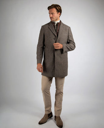 Suitable coat wol pepita beige camel | Slim-fit