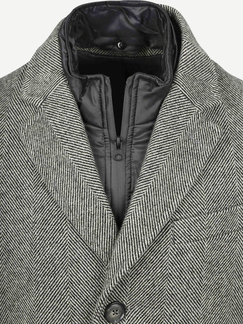 Suitable coat wol pepita pepper grey | Slim-fit