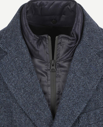 Coat wol twill donkerblauw