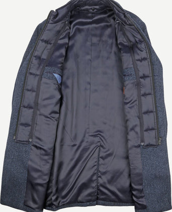 Coat wol twill donkerblauw