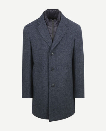 Coat wol twill donkerblauw