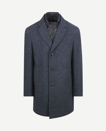Coat wol twill donkerblauw