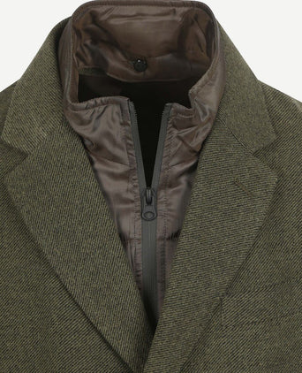 Coat wol twill donkergroen