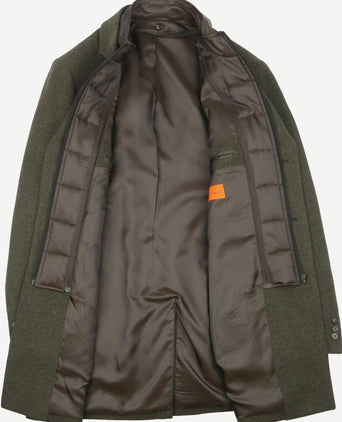 Coat wol twill donkergroen
