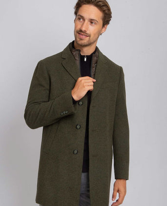 Suitable coat wol twill donkergroen | Slim-fit