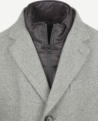 Suitable coat wol twill grijs | Slim-fit