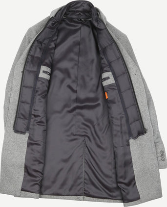 Suitable coat wol twill grijs | Slim-fit