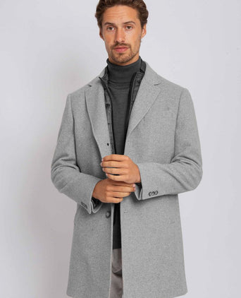 Suitable coat wol twill grijs | Slim-fit