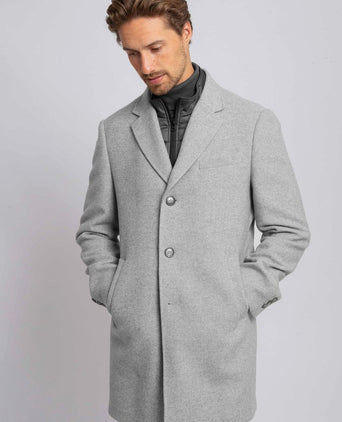 Suitable coat wol twill grijs | Slim-fit